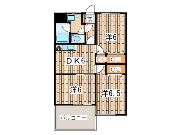 サンテラス長沢（１－Ｄ）の物件間取画像